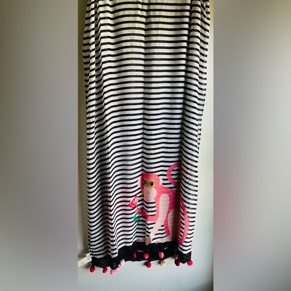 Rare Kate Spade Monkey Rose Striped Long Scarf - Picture 3 of 9